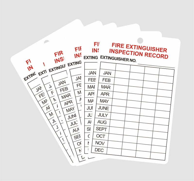 M MeshaKippa Fire Extinguisher Inspection Tags 3.2x5 inch 10pcs Monthly Fire Extinguisher Inspection Tags Plastic Fire Extinguisher Tags Four Years with Adjustable Wire Ties - Image 1